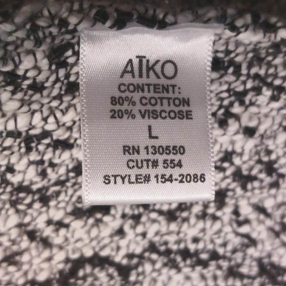 AIKO black & white cotton-rayon knit cropped cardigan, L, NWOT - Picture 6 of 8